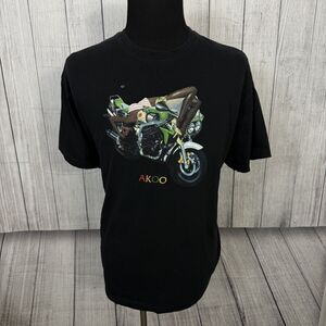 AKOO Men's 4XL Black Short Sleeve Cotton Graphic Print T-Shirt Streetwear